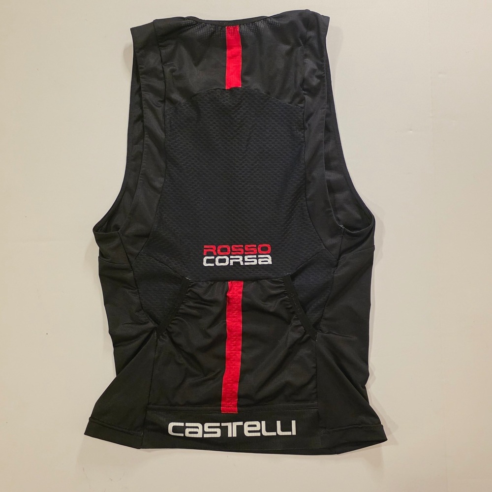 Castelli Rosso Corsa Mens M Free Tri 2 Top Black Triathlon Cycling Jersey